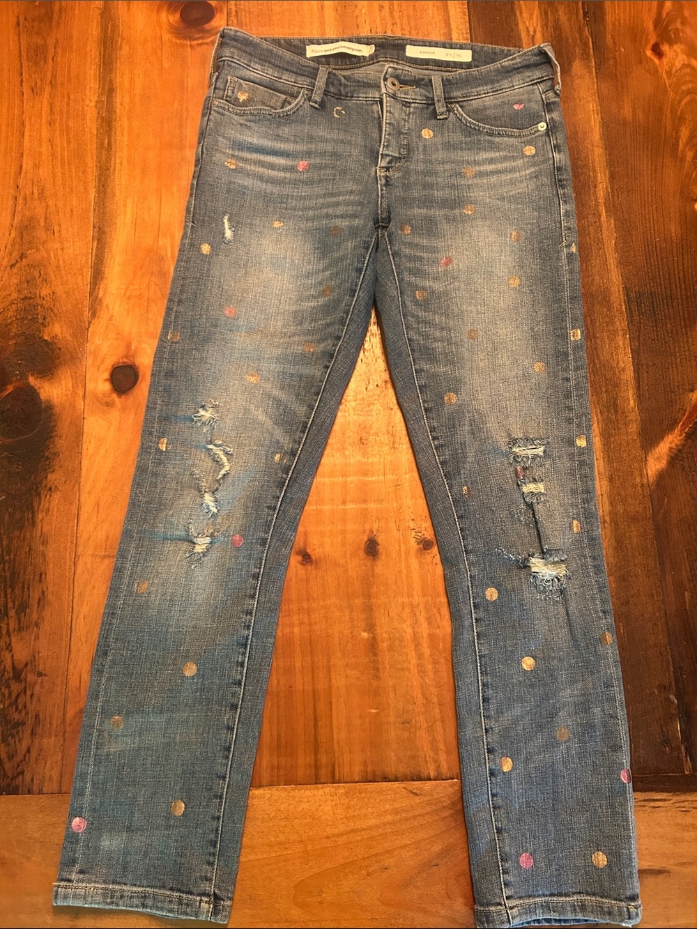 Pilcro Hyphen Light Blue Metallic Spot Denim Jeans